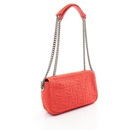 Fendi-Fendi Baguette Chain Zucca Shoulder Bag Red-Red
