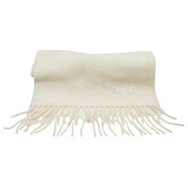 Fendi-Fendi Wool Cashmere Logo Embroidered Scarf-Cream