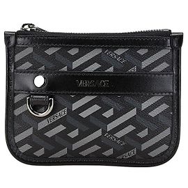 Versace PVC Leather La Greca Signature Pouch Black