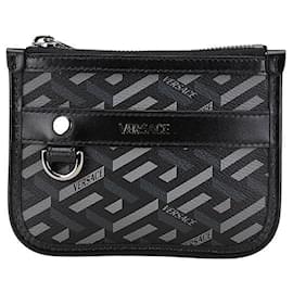 Versace-Versace La Greca Signature Pouch Black Green-Black