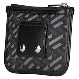 Versace-Versace La Greca Signature Pouch Black Green-Black
