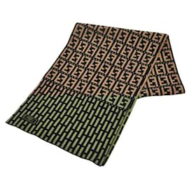 Fendi-Fendi Zucca Wool Acrylic Scarf Beige Black-Other