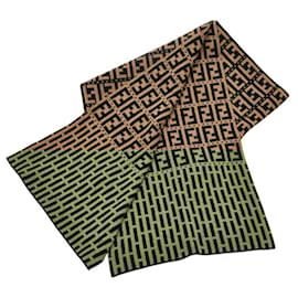 Fendi-Fendi Zucca Wool Acrylic Scarf Beige Black-Other