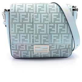 Fendi-Fendi Leather Baguette Messenger Bag-Blue