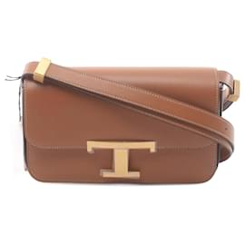 Tod's-Tod's Leather T Timeless Micro Shoulder Bag-Brown