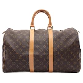 Louis Vuitton-Louis Vuitton Keepall 45 Monogram Boston Bag M41428-Brown