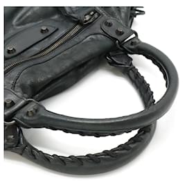 Balenciaga-Balenciaga The Twiggy Leather Handbag Dark Gray-Grey