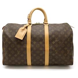 Louis Vuitton-Louis Vuitton Monogram Keepall 45 Boston Bag M41428-Brown