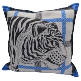 Hermès-Hermes Wool Cashmere Tigre Altai Cushion-Grey