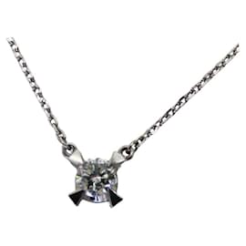 Autre Marque-Platinum Diamond Necklace Pt850 0.36ct-White