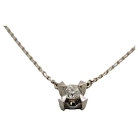 Autre Marque-Platinum Diamond Necklace Pt850 0.36ct-White