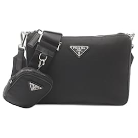 Prada-Prada Nylon Saffiano Shoulder Bag 2VH113-Black