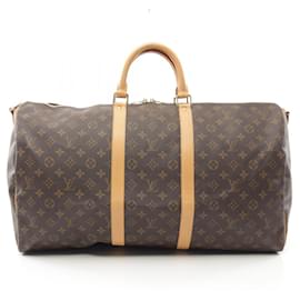 Louis Vuitton-Louis Vuitton Keepall Bandouliere 55 Monogram Boston Bag M41414-Brown