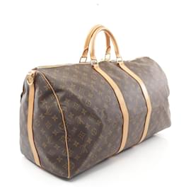Louis Vuitton-Louis Vuitton Keepall Bandouliere 55 Monogram Boston Bag M41414-Brown