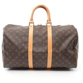 Louis Vuitton-Louis Vuitton Monogram Keepall 45 Boston Bag M41428-Brown