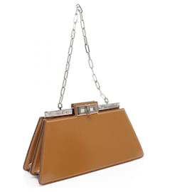 Fendi-Fendi Peekaboo Cut Medium Leather Shoulder Bag-Brown