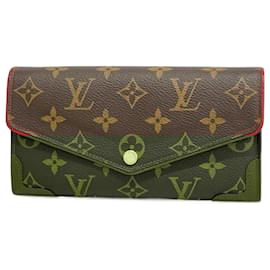 Louis Vuitton-Louis Vuitton Long Wallet Monogram Retiro Portofeuil Sarah M61184-Brown,Fuschia