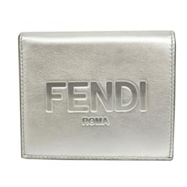 Fendi-Fendi Compact Bi-fold Wallet-Silvery