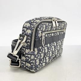 Christian Dior-Christian Dior Trotter Canvas Shoulder Bag-Black,Navy blue