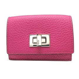 Fendi Peekaboo Leder Geldbörse in Pink mit drei Falten Pink