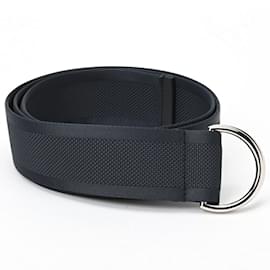 Hermès-Hermes Double D-Ring Belt in Navy Nylon-Navy blue