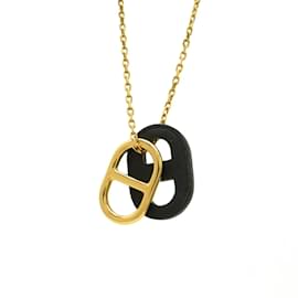 Hermès-Hermes Au Maiyon Chaine d'Ancre Necklace-Black,Golden