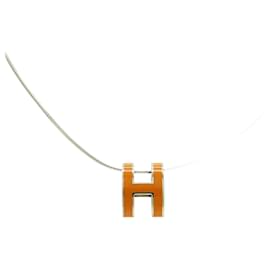 Hermès-HERMES Pop H Necklace Choker Pendant-Silvery,Orange