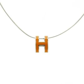 Hermès-HERMES Pop H Necklace Choker Pendant-Silvery,Orange