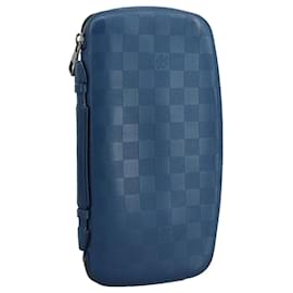 Louis Vuitton-LOUIS VUITTON Organizador Damier Infini Bolsa Atholl Azul Netuno N41396 Auth 105673-Azul,Outro
