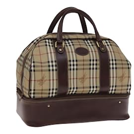 Autre Marque-Burberrys Nova Check Boston Bag PVC Leather Beige Auth mr913-Beige