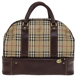 Autre Marque-Burberrys Nova Check Boston Bag PVC Leather Beige Auth mr913-Beige