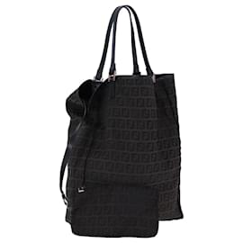 Fendi-FENDI Zucchino Canvas Tote Bag Brown Auth am7529-Brown