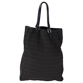 Fendi-FENDI Zucchino Canvas Tote Bag Brown Auth am7529-Brown