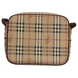 Autre Marque-Burberrys Nova Check Shoulder Bag PVC Leather Beige Auth 102021-Beige