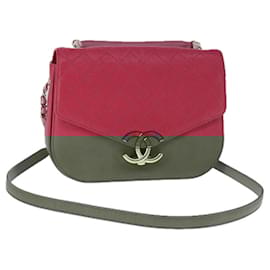Chanel-CHANEL Sac à épaule Matelassé Chaîne Cuir Caviar Rose CC Auth PP143A-Rose