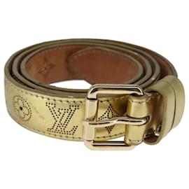 Louis Vuitton-LOUIS VUITTON Monogram Mahina Ceinture Belt 39.8"" Gold M9614W LV Auth bs21109-Golden