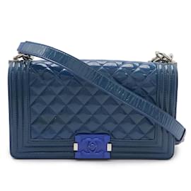 Chanel-Chanel Boy Chanel Matelasse Shoulder Bag-Blue