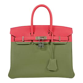 Hermès-Hermes Birkin 25 Handbag in Pink Togo Leather-Pink