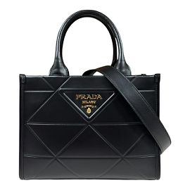 Borsa a spalla piccola con cucitura simbolo Prada Nero