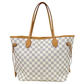 Louis Vuitton-Louis Vuitton Neverfull MM Damier Azur Tote Bag-White