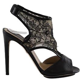 Elie Saab Saltos de couro preto Preto