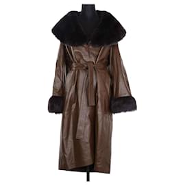 Autre Marque-Leather coat-Brown
