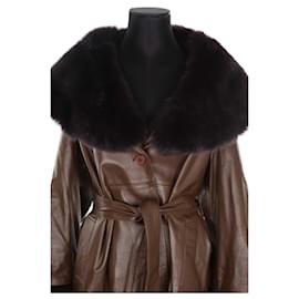 Autre Marque-Leather coat-Brown