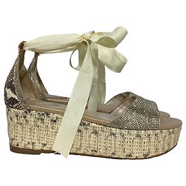 Rene Caovilla  René Caovilla Embellished Self-Tie Espadrille Wedge Sandals in Brown Suede Brown