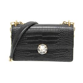 Borsa a spalla in pelle stampata Miu Miu ST.COCCO con catena Nero