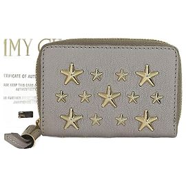 Monedero de cuero gris Jimmy Choo Castaño