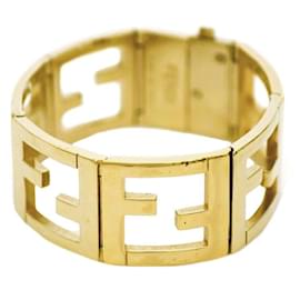 Fendi-Fendi Gold Zucca Bangle Bracelet-Golden