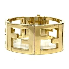 Fendi-Fendi Gold Zucca Bangle Bracelet-Golden