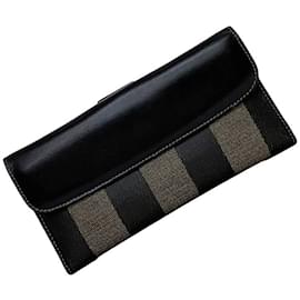 Fendi-Fendi Bi-fold Long Wallet-Black,Khaki