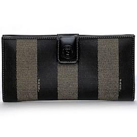 Fendi-Fendi Bi-fold Long Wallet-Black,Khaki